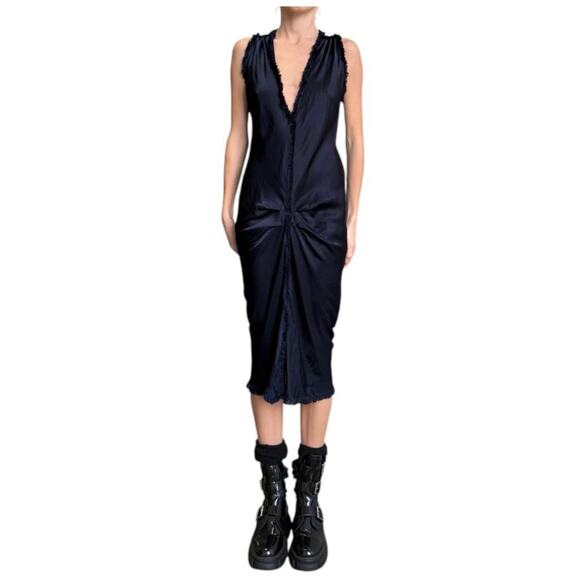 JAGA Sz 1 S Small Black Mykonos Satin Sleeveless Midi Dress - Picture 1 of 11